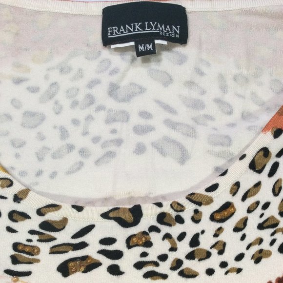 Frank Lyman Design Leopard Graphic Print Long Sleeved T-Shirt M - Picture 5 of 6